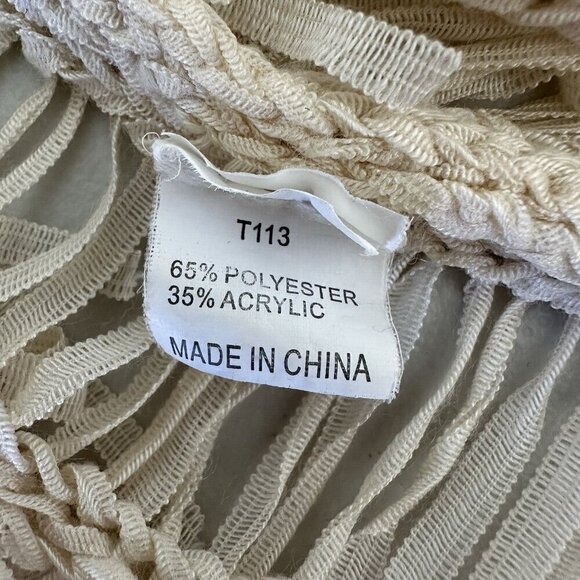 Festival Fringe Open Knit Top Size M Cream Fairy Boho Retro Hippie Woven - Picture 5 of 10